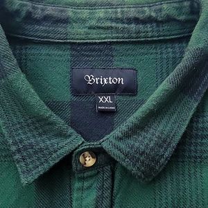 Brixton Flannel Long Sleeve Shirt - Size: Men's XXL - Green & Black